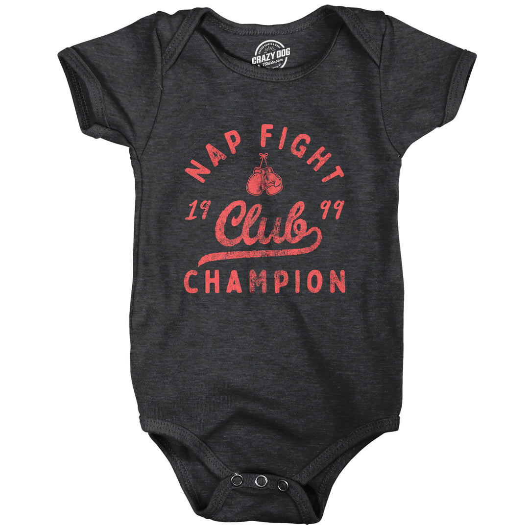 Funny Heather Black - NAP Nap Fight Club Champion Onesie Nerdy Sarcastic Tee