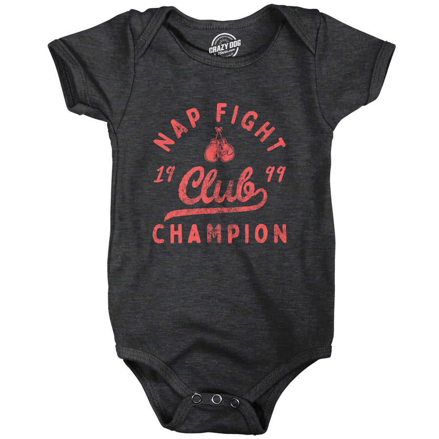 Funny Heather Black - NAP Nap Fight Club Champion Onesie Nerdy Sarcastic Tee