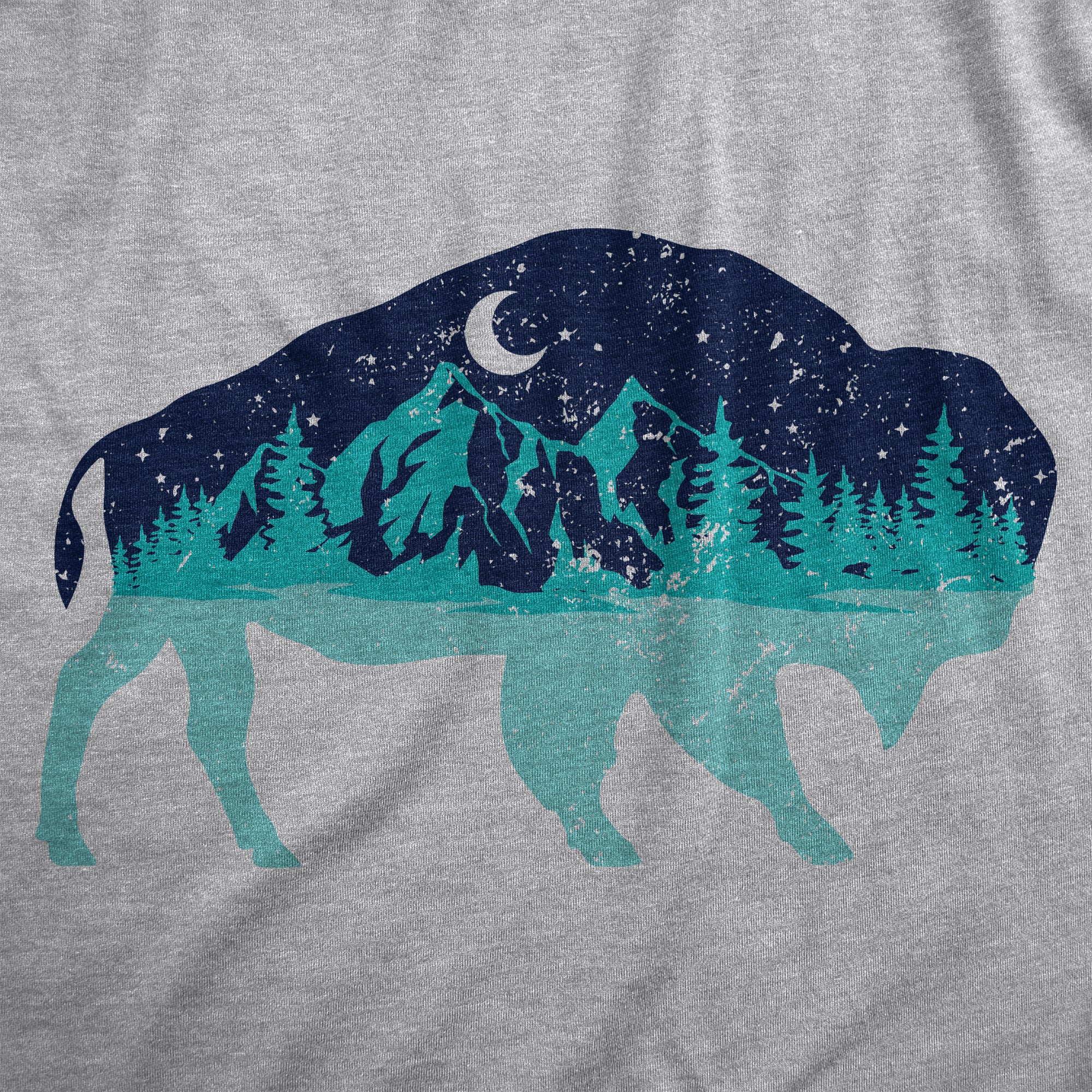 Funny Light Heather Grey - BISON Nature Bison Womens T Shirt Nerdy Camping Animal Tee