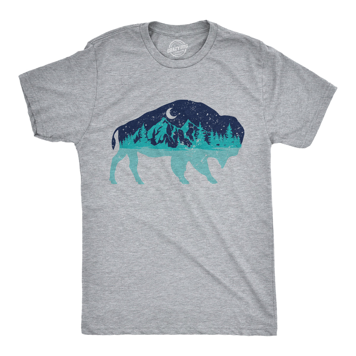 Funny Light Heather Grey - BISON Nature Bison Mens T Shirt Nerdy Camping Tee