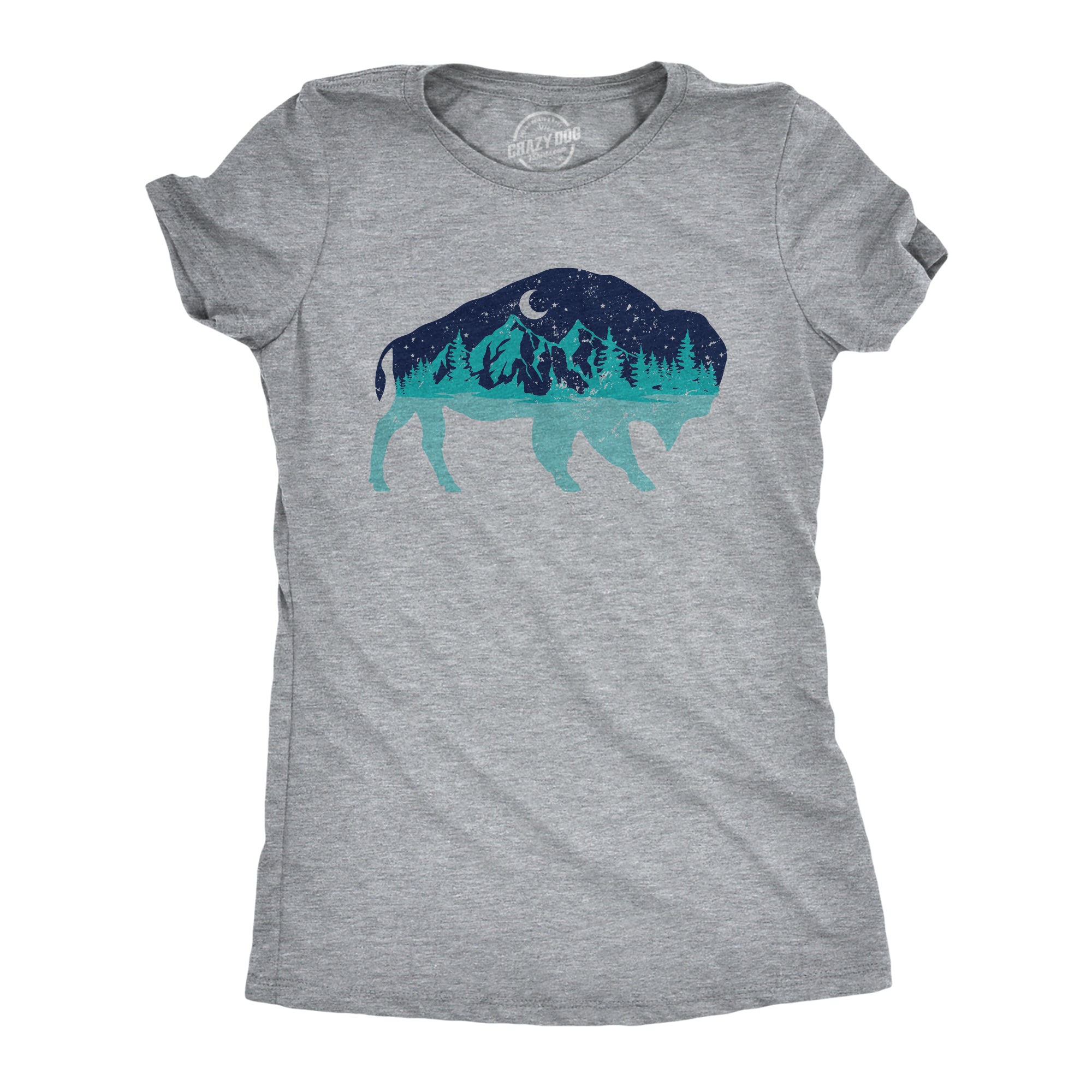 Funny Light Heather Grey - BISON Nature Bison Womens T Shirt Nerdy Camping Animal Tee