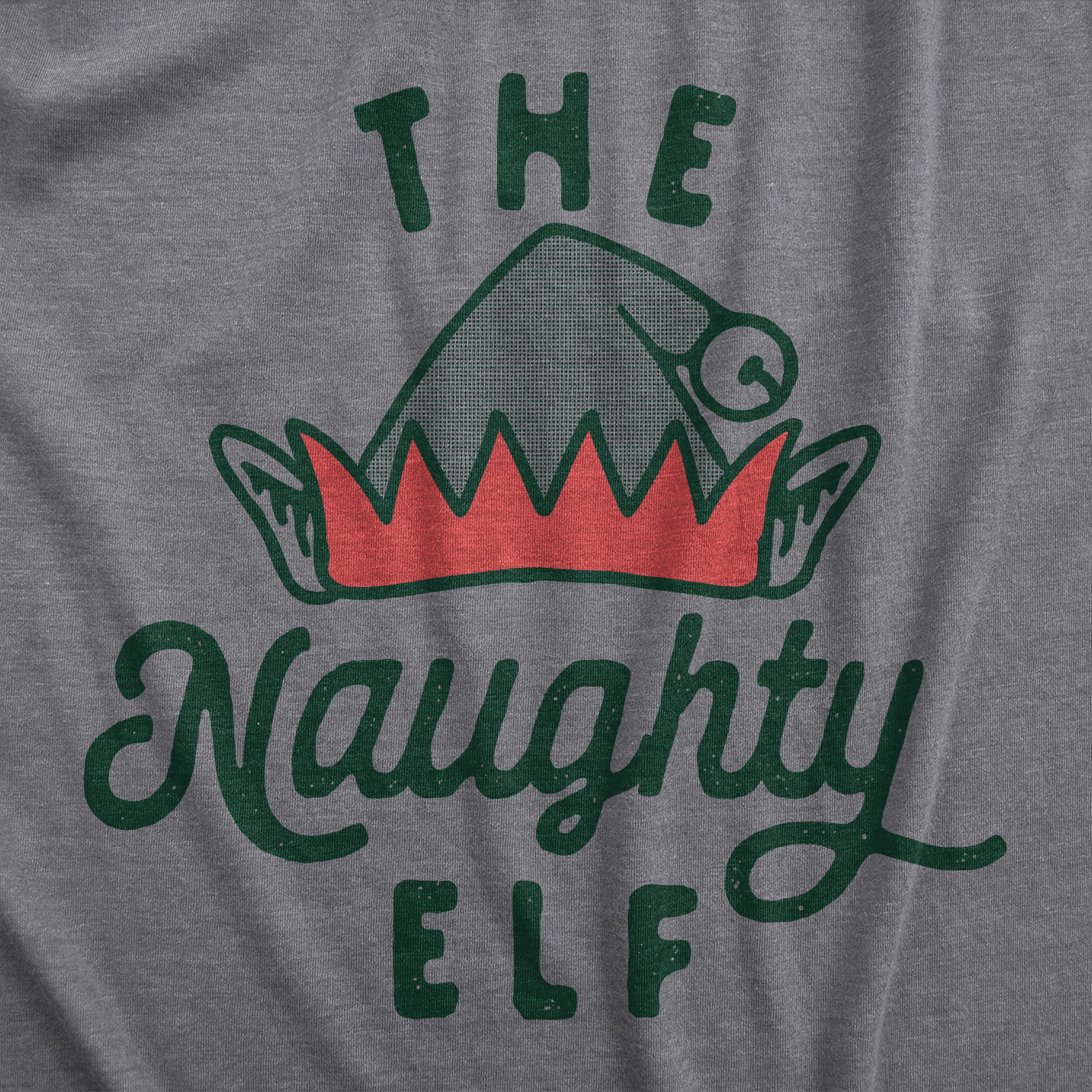 Funny Dark Heather Grey - NAUGHTY The Naughty Elf Womens T Shirt Nerdy Christmas Sarcastic Tee