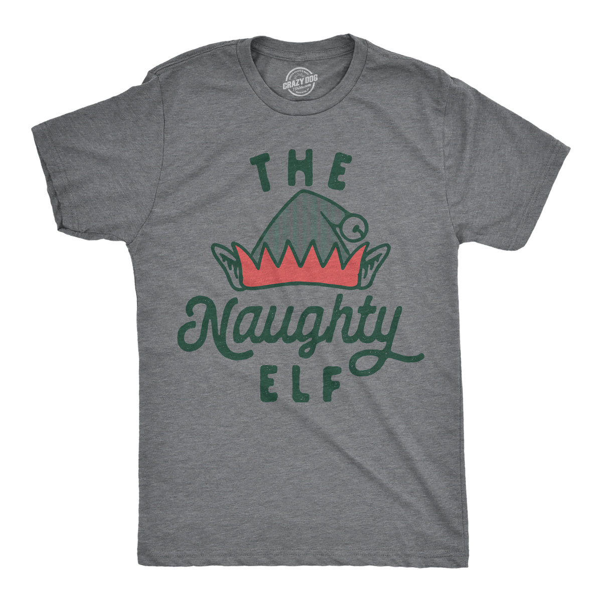 Funny Dark Heather Grey - NAUGHTY The Naughty Elf Mens T Shirt Nerdy Christmas sarcastic Tee
