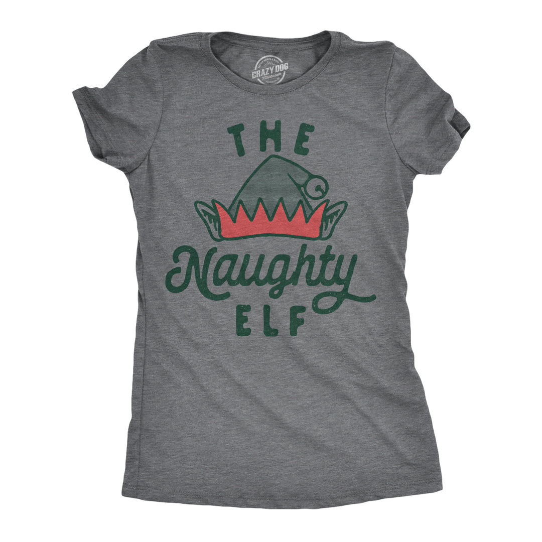 Funny Dark Heather Grey - NAUGHTY The Naughty Elf Womens T Shirt Nerdy Christmas Sarcastic Tee