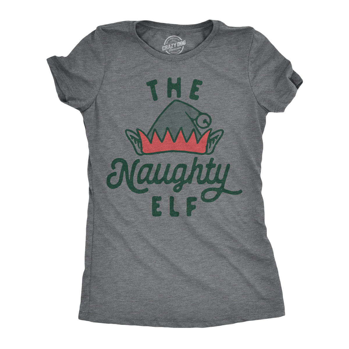 Funny Dark Heather Grey - NAUGHTY The Naughty Elf Womens T Shirt Nerdy Christmas sarcastic Tee