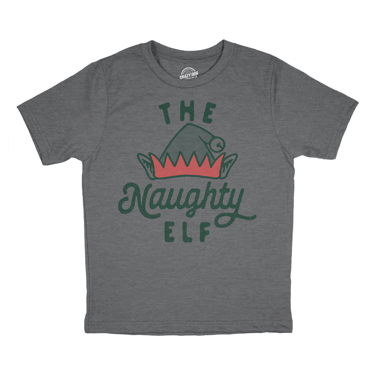 Funny Dark Heather Grey - NAUGHTY The Naughty Elf Youth T Shirt Nerdy Christmas sarcastic Tee
