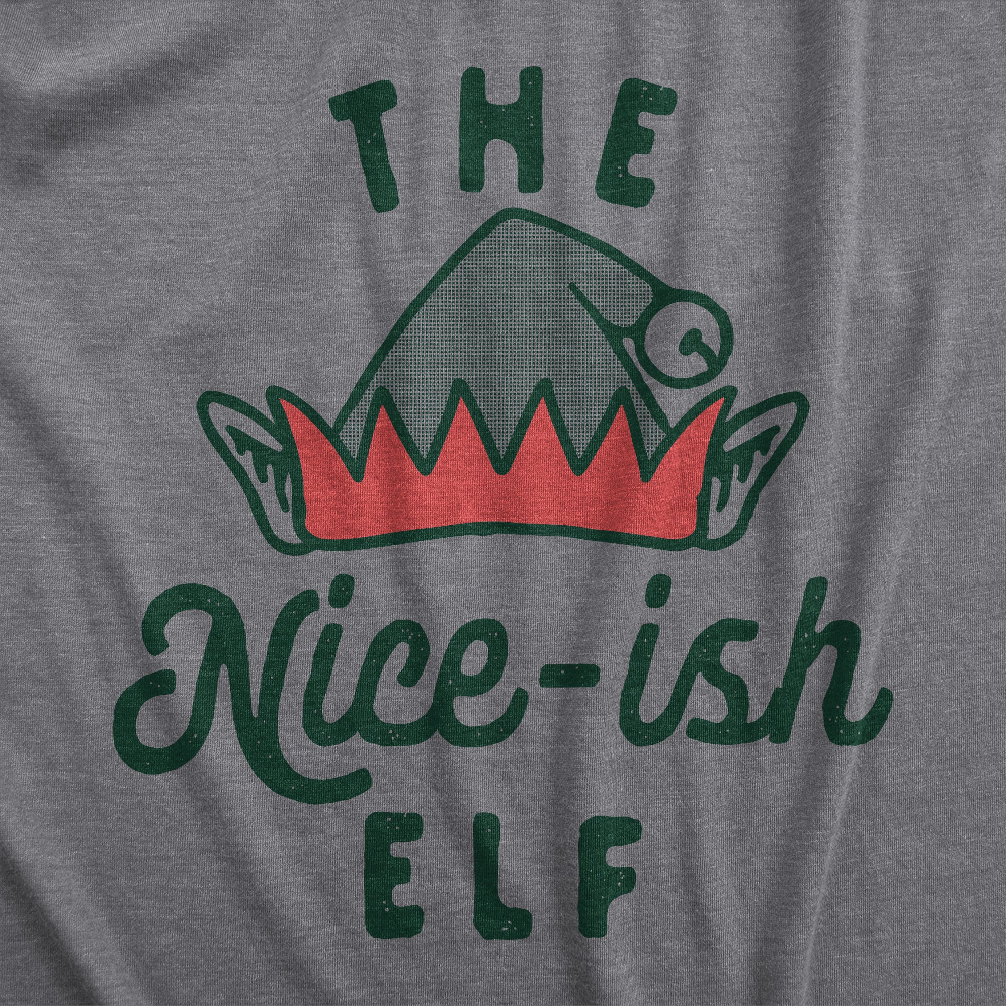 Funny Dark Heather Grey - NICEISH The Nice Ish Elf Womens T Shirt Nerdy Christmas Sarcastic Tee