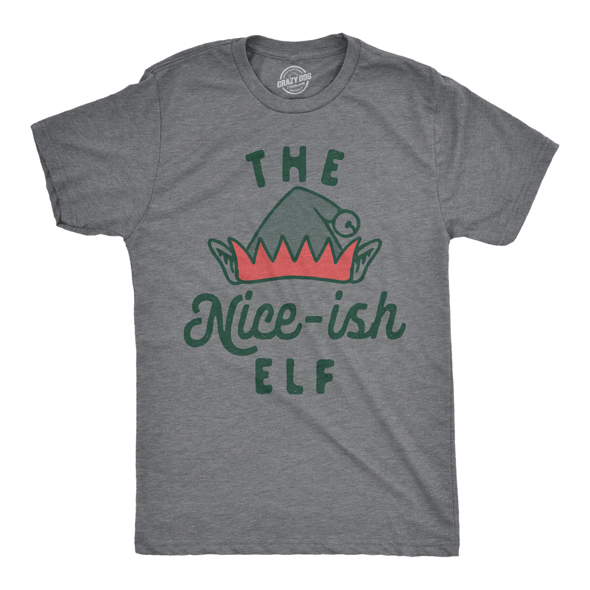 Funny Dark Heather Grey - NICEISH The Nice Ish Elf Mens T Shirt Nerdy Christmas sarcastic Tee