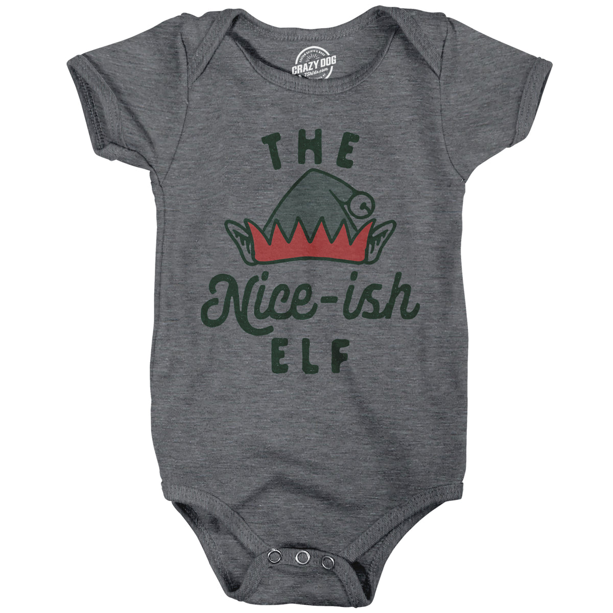 Funny Dark Heather Grey - NICEISH The Nice Ish Elf Onesie Nerdy Christmas sarcastic Tee