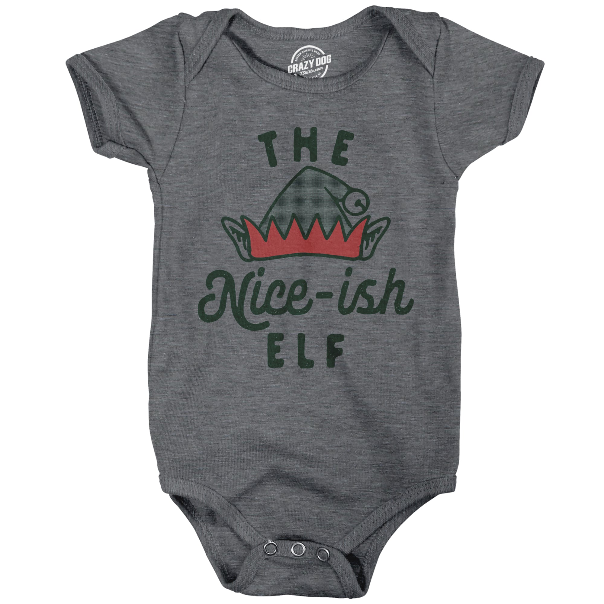 Funny Dark Heather Grey - NICEISH The Nice Ish Elf Onesie Nerdy Christmas sarcastic Tee