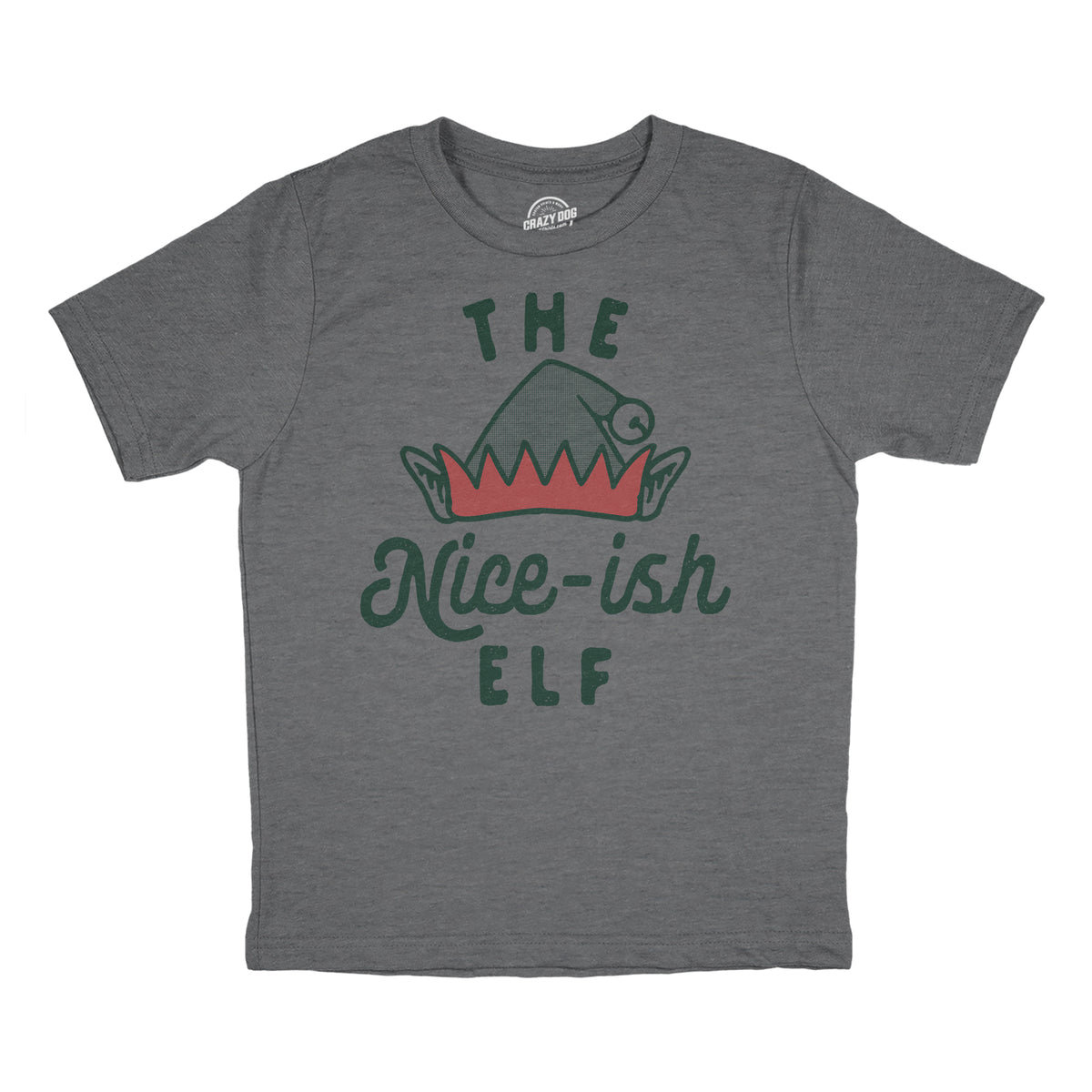 Funny Dark Heather Grey - NICEISH The Nice Ish Elf Youth T Shirt Nerdy Christmas sarcastic Tee