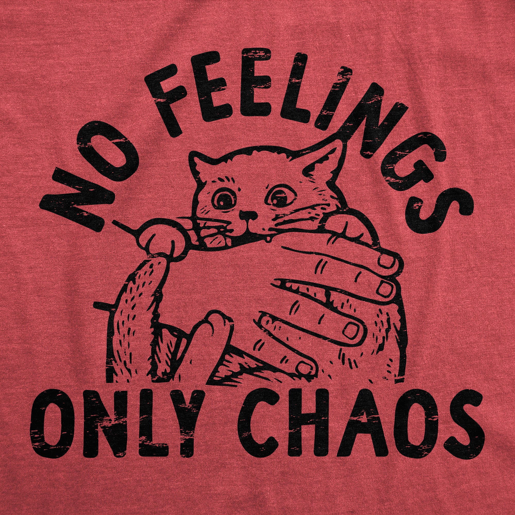 Funny Heather Red - CHAOS No Feelings Only Chaos Womens T Shirt Nerdy Cat sarcastic Tee