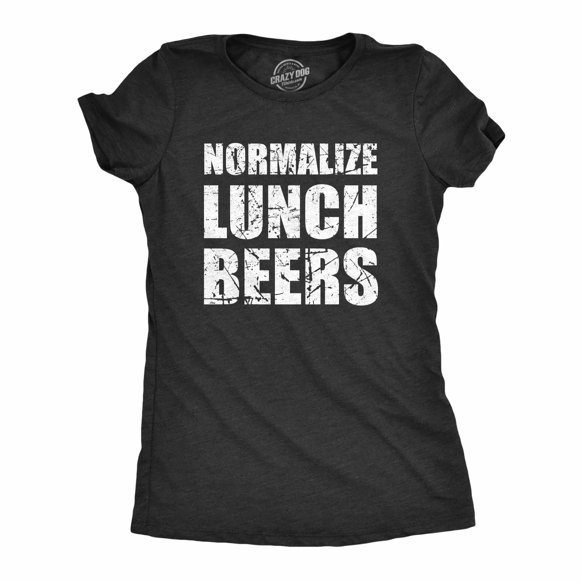 Funny Heather Black - BEERS Normalize Lunch Beers Womens T Shirt Nerdy Beer Drinking Tee