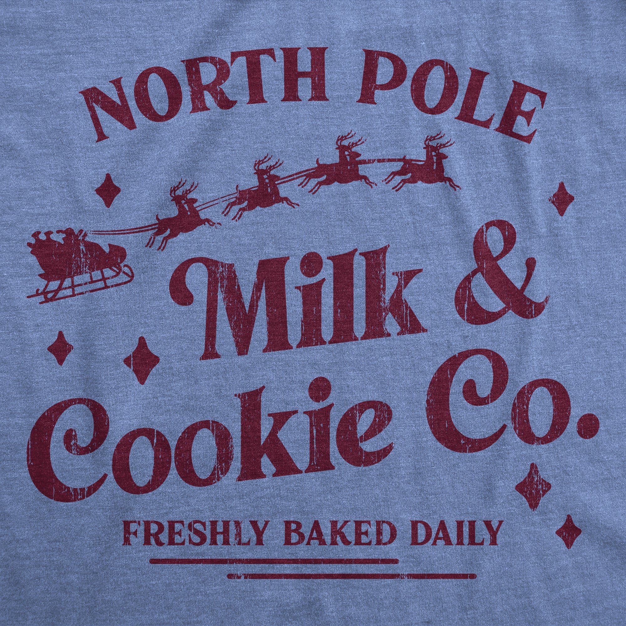 Funny Light Heather Blue - NORTHPOLE North Pole Milk And Cookie Co Womens T Shirt Nerdy Christmas Food Tee