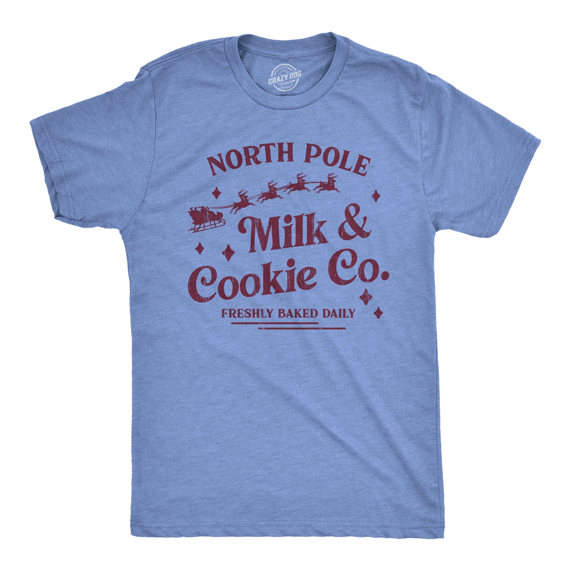 Funny Light Heather Blue - NORTHPOLE North Pole Milk And Cookie Co Mens T Shirt Nerdy Christmas Food Tee