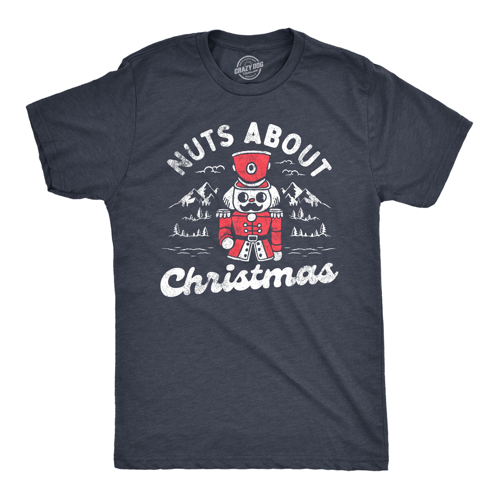 Funny Heather Navy - NUTS Nuts About Christmas Mens T Shirt Nerdy Christmas Sarcastic Tee