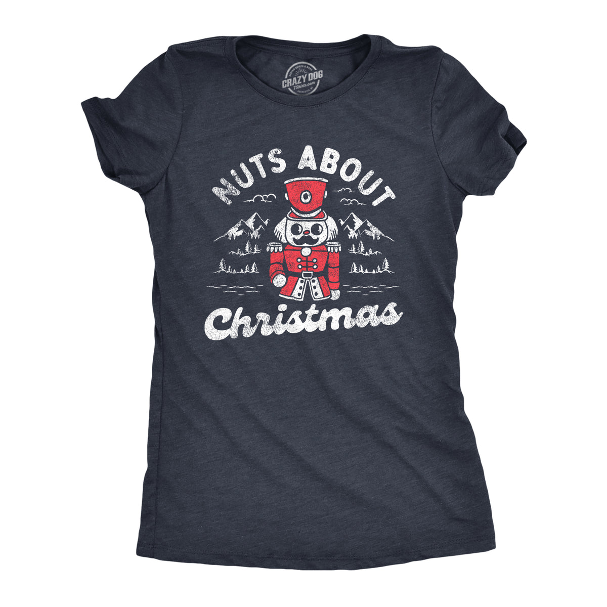 Funny Heather Navy - NUTS Nuts About Christmas Womens T Shirt Nerdy Christmas sarcastic Tee