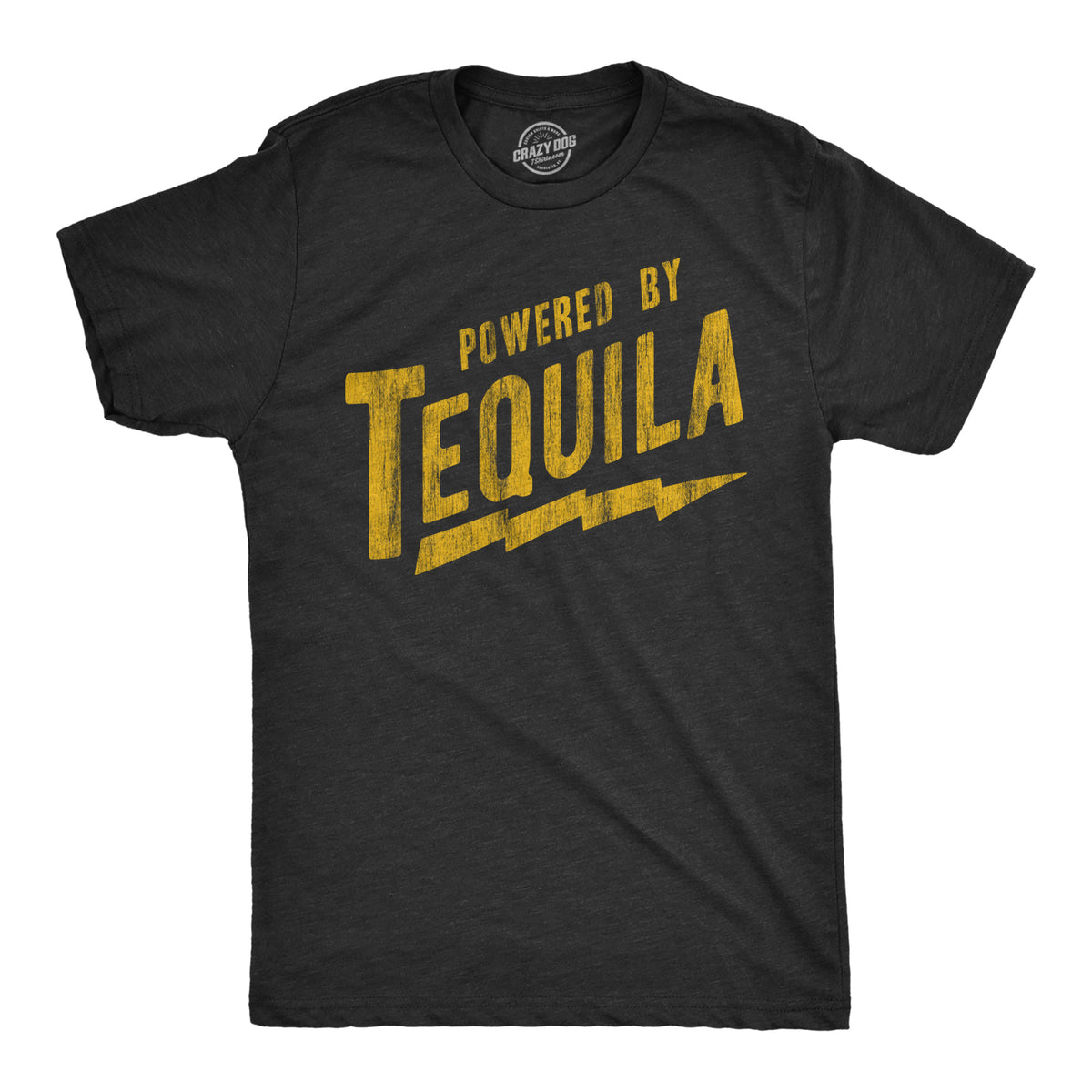 Funny Heather Black - TEQUILA Powered By Tequila Mens T Shirt Nerdy Drinking liquor Tee