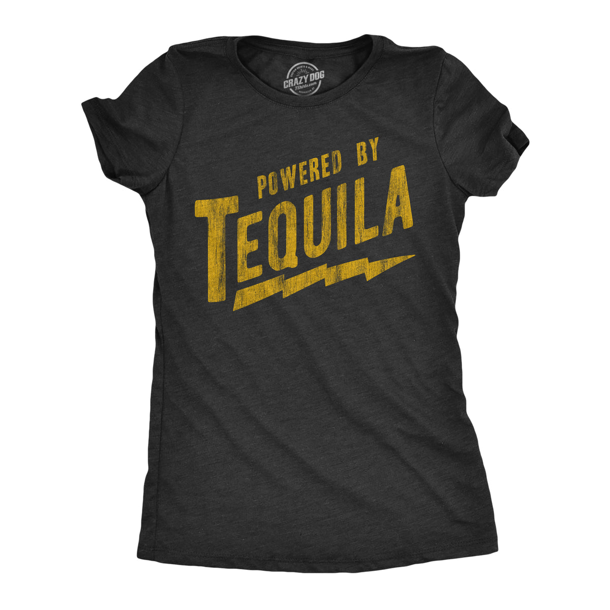 Funny Heather Black - TEQUILA Powered By Tequila Womens T Shirt Nerdy Drinking liquor Tee