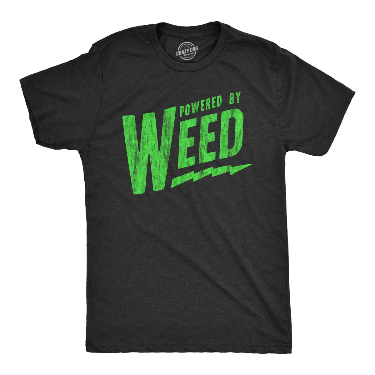 Funny Heather Black - WEED Powered By Weed Mens T Shirt Nerdy 420 sarcastic Tee