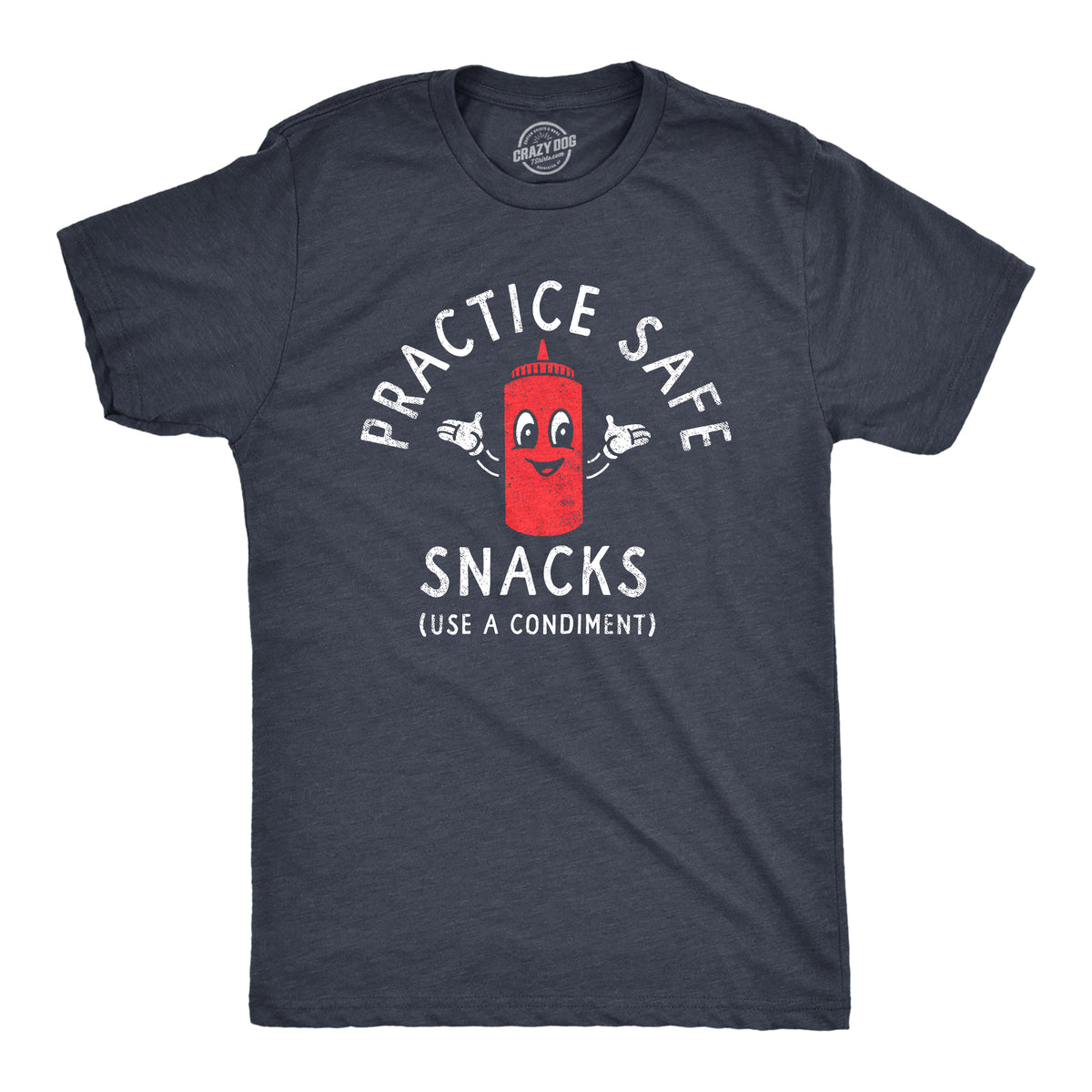 Funny Heather Navy - SNACKS Practice Safe Snacks Mens T Shirt Nerdy Food Sex Tee