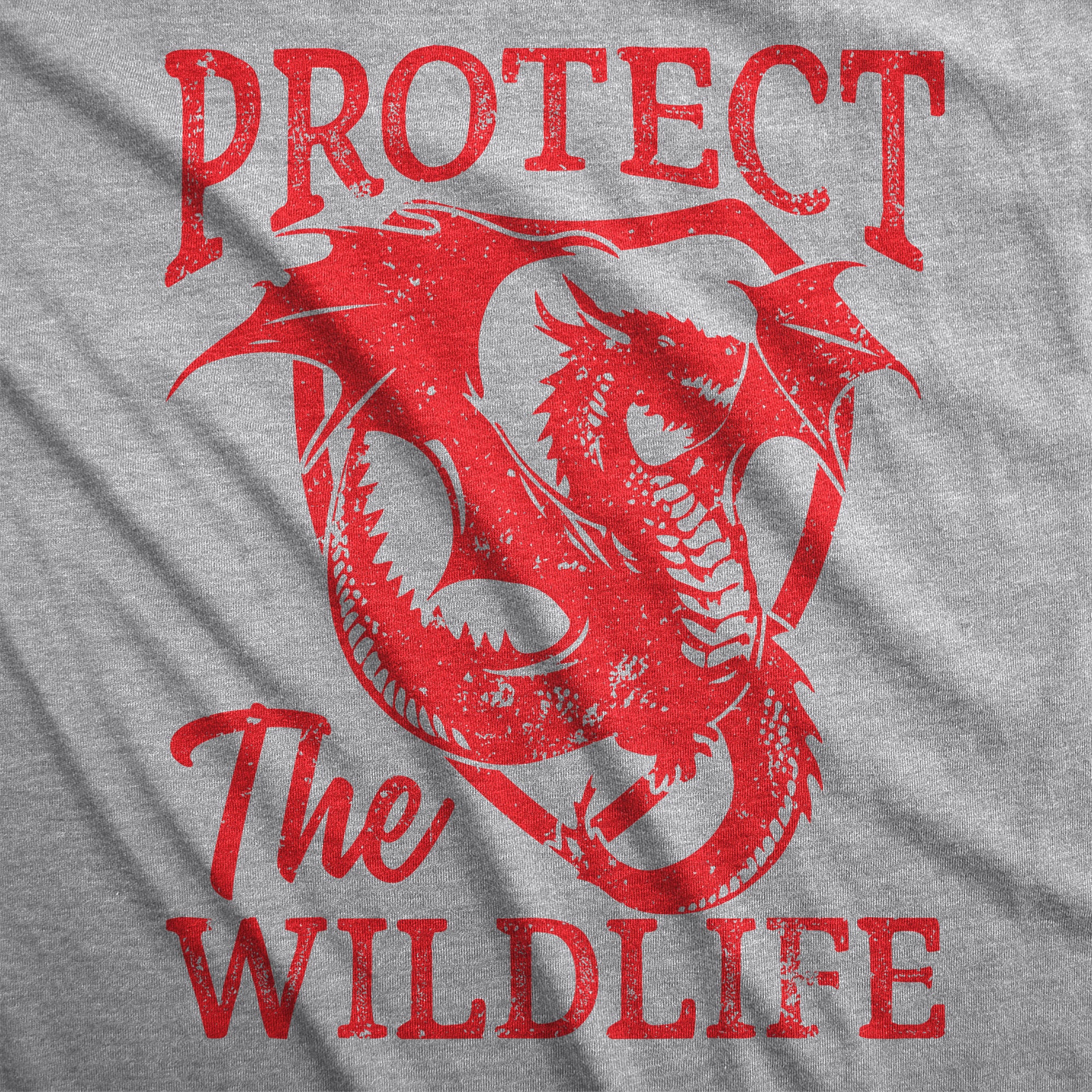 Funny Light Heather Grey - WILDLIFE Protect The Wildlife Dragon Mens T Shirt Nerdy animal sarcastic Tee