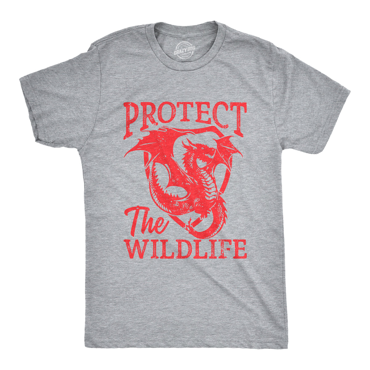 Funny Light Heather Grey - WILDLIFE Protect The Wildlife Dragon Mens T Shirt Nerdy animal sarcastic Tee