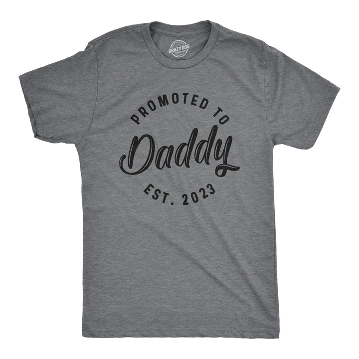 Funny Dark Heather Grey - 2023 Promoted To Daddy Est. 20XX Mens T Shirt Nerdy Father's Day Tee