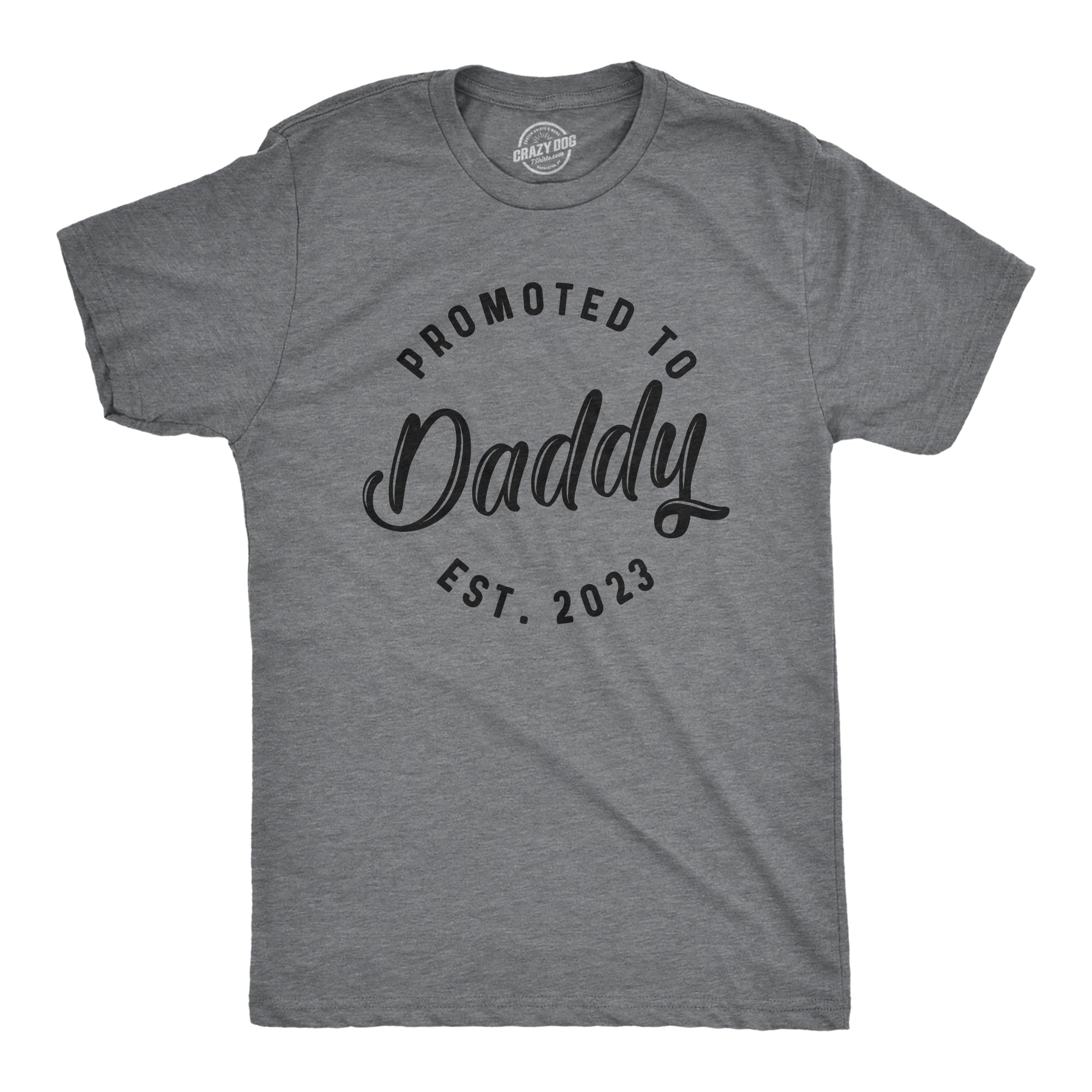 Funny Grey Promoted To Daddy Est. 20XX Mens T Shirt Nerdy Father's Day Tee