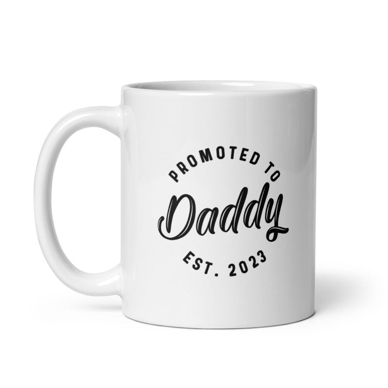 Funny White Promoted To Daddy 2023 Coffee Mug Nerdy Father's Day Tee