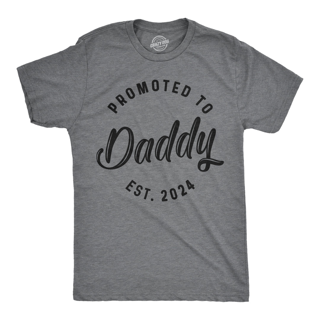 Funny Dark Heather Grey - 2024 Promoted To Daddy 2024 Mens T Shirt Nerdy Father's Day Tee