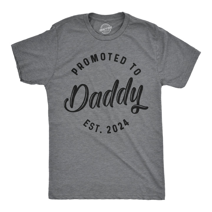 Funny Dark Heather Grey - 2024 Promoted To Daddy 2024 Mens T Shirt Nerdy Father's Day Tee