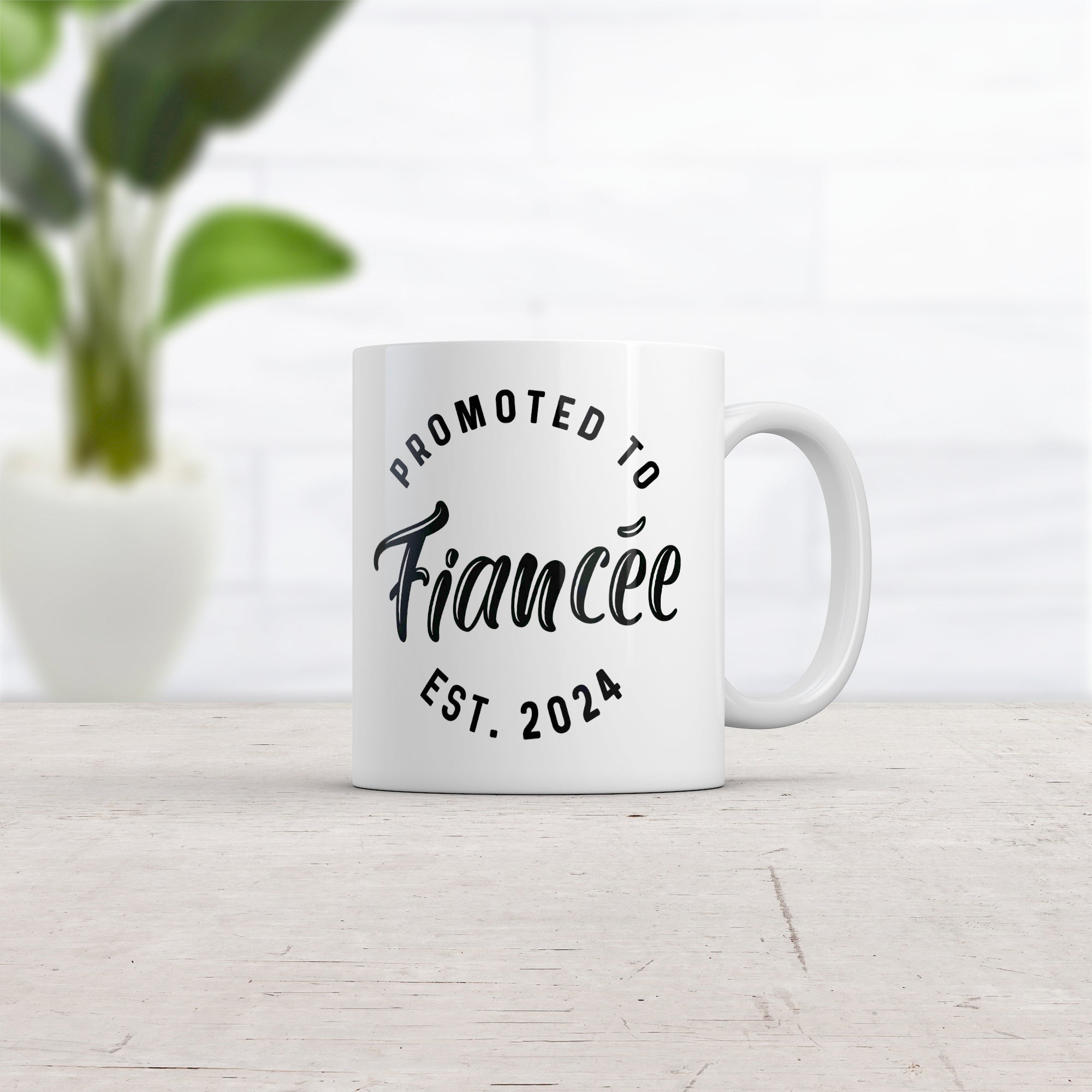 Funny White Promoted To Fiancee 2024 Coffee Mug Nerdy Wedding Tee