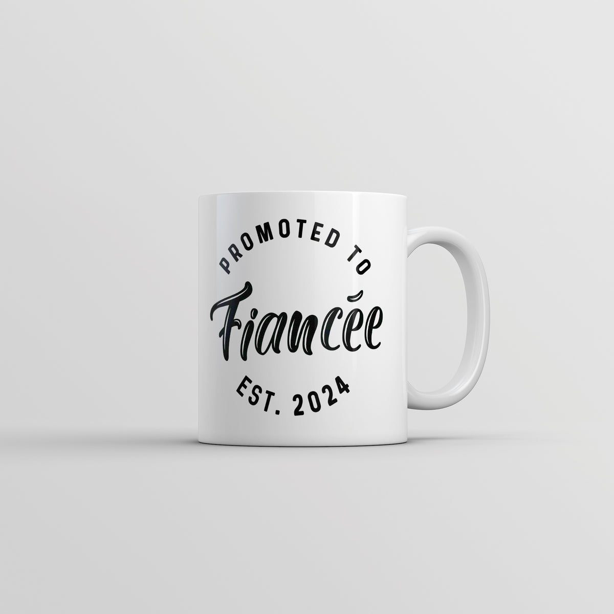 Funny White Promoted To Fiancee 2024 Coffee Mug Nerdy Wedding Tee