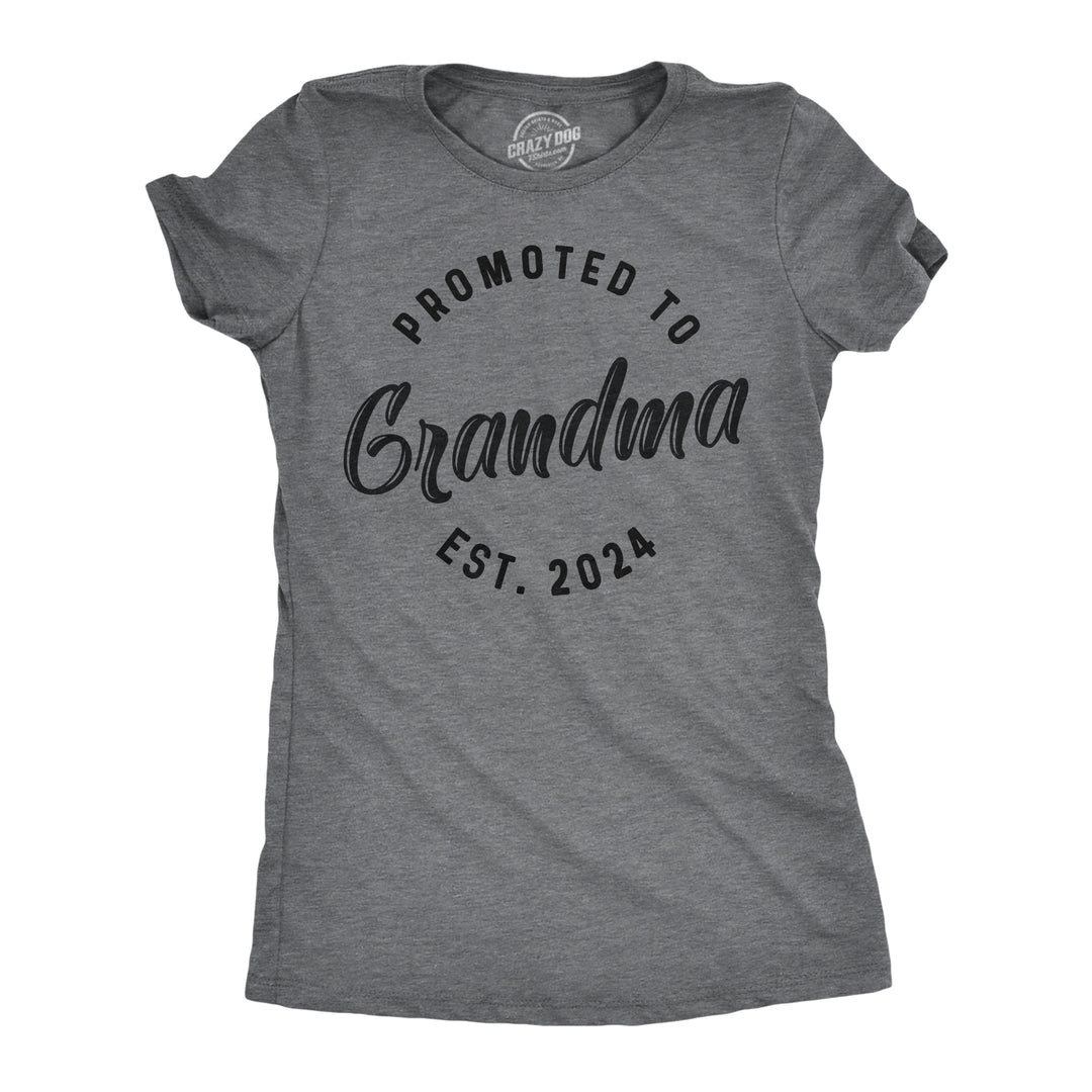 Funny Dark Heather Grey - 2024 Promoted To Grandma 20XX Womens T Shirt Nerdy Mother's Day Grandmother Tee
