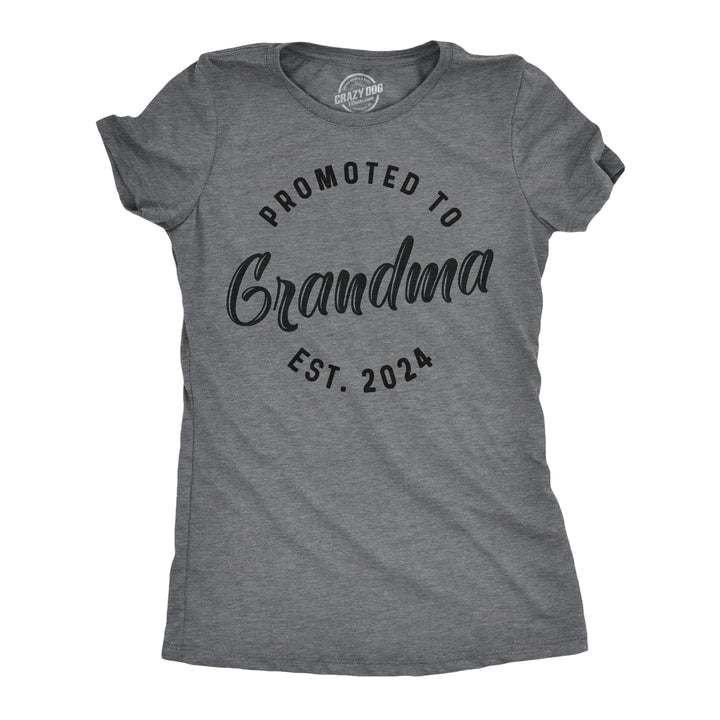 Funny Dark Heather Grey - 2024 Promoted To Grandma 20XX Womens T Shirt Nerdy Mother's Day Grandmother Tee