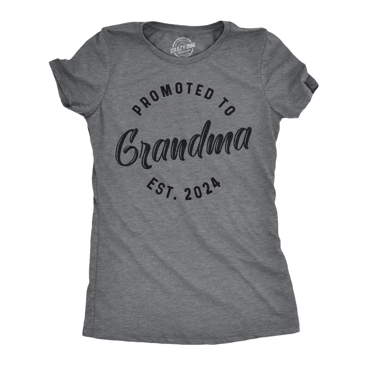 Funny Dark Heather Grey - 2024 Promoted To Grandma 20XX Womens T Shirt Nerdy Grandmother Tee
