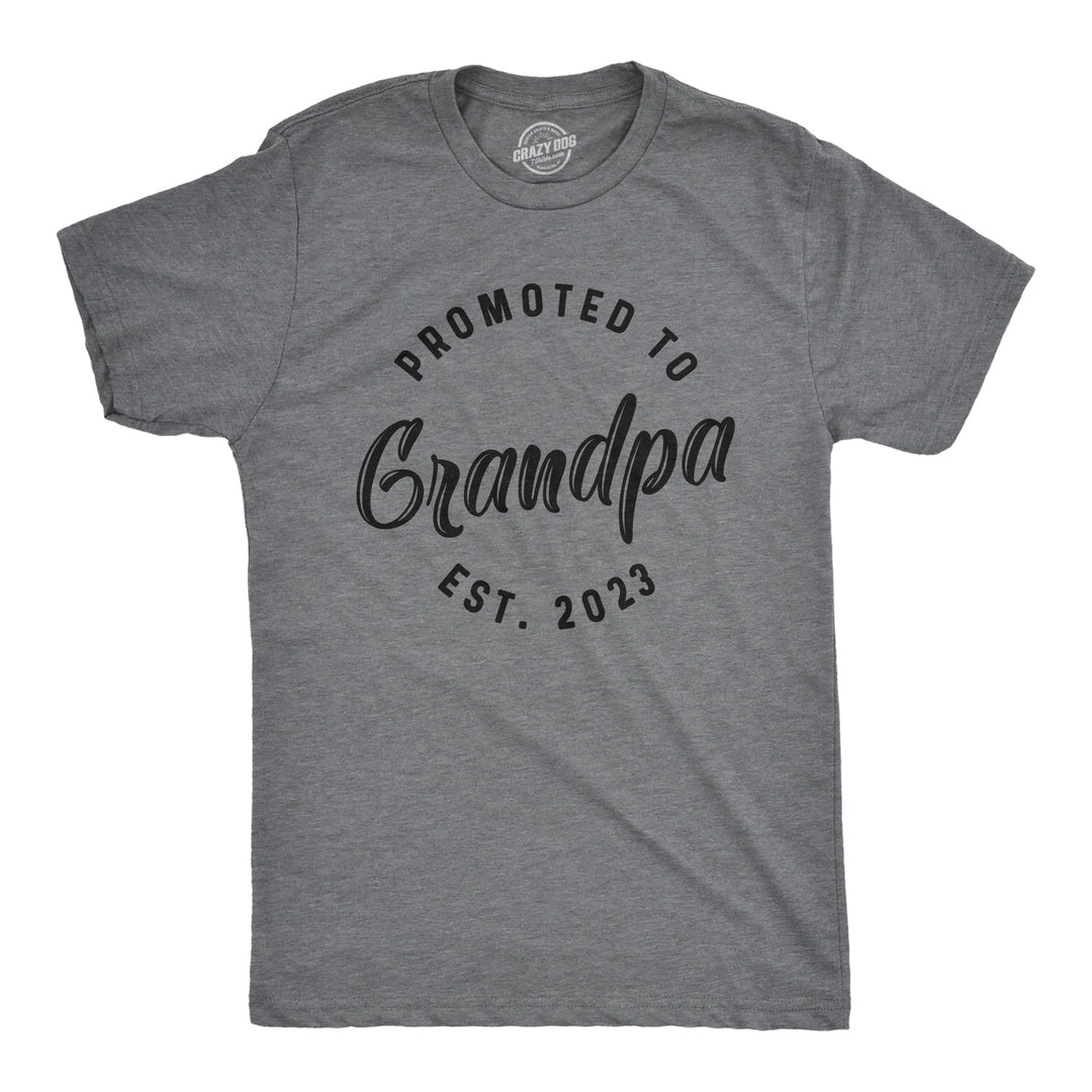Funny Dark Heather Grey - 2023 Promoted To Grandpa 202X Mens T Shirt Nerdy Father's Day Grandfather Tee