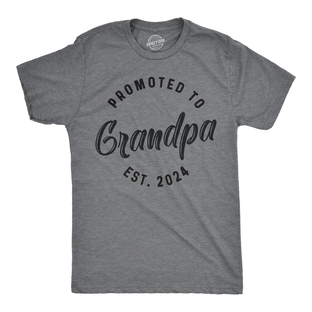 Funny Dark Heather Grey - 2024 Promoted To Grandpa 202X Mens T Shirt Nerdy Father&#39;s Day Grandfather Tee