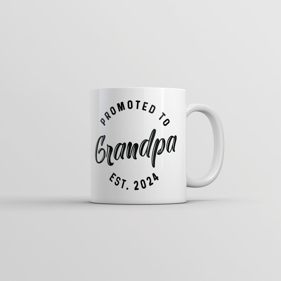 Funny White Promoted To Grandpa 2024 Coffee Mug Nerdy Father's Day Grandfather Tee