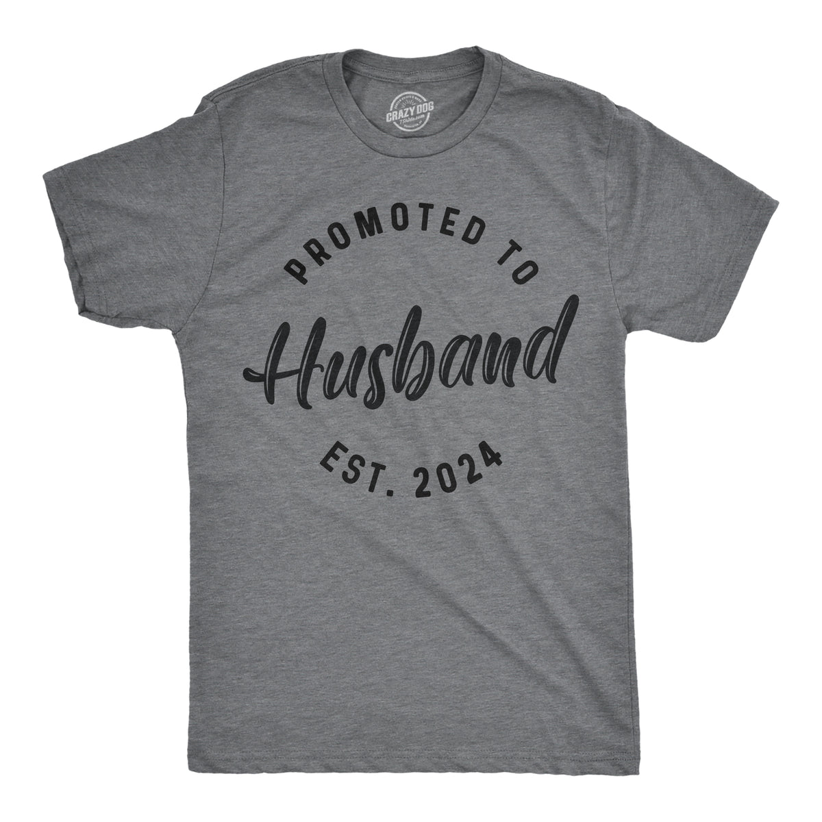 Funny Dark Heather Grey - 2024 Promoted To Husband 2024 Mens T Shirt Nerdy Wedding Tee