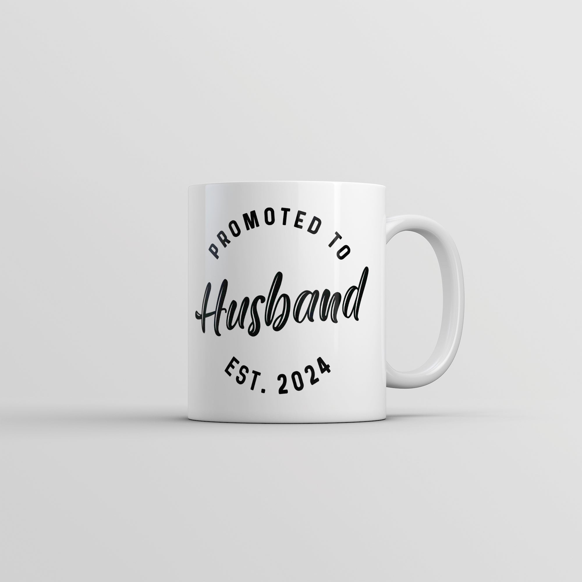 Funny White Promoted To Husband 2024 Coffee Mug Nerdy Wedding Tee