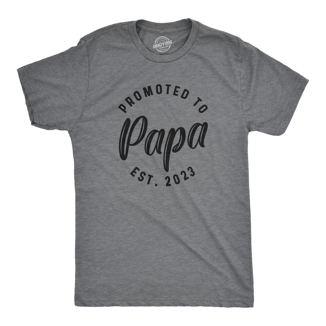 Funny Dark Heather Grey - 2023 Promoted To Papa 2023 Mens T Shirt Nerdy Father's Day Grandfather Tee
