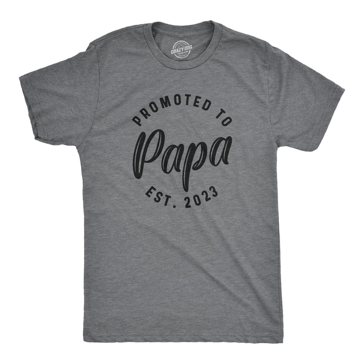 Funny Dark Heather Grey - 2023 Promoted To Papa 2023 Mens T Shirt Nerdy Father's Day Grandfather Tee