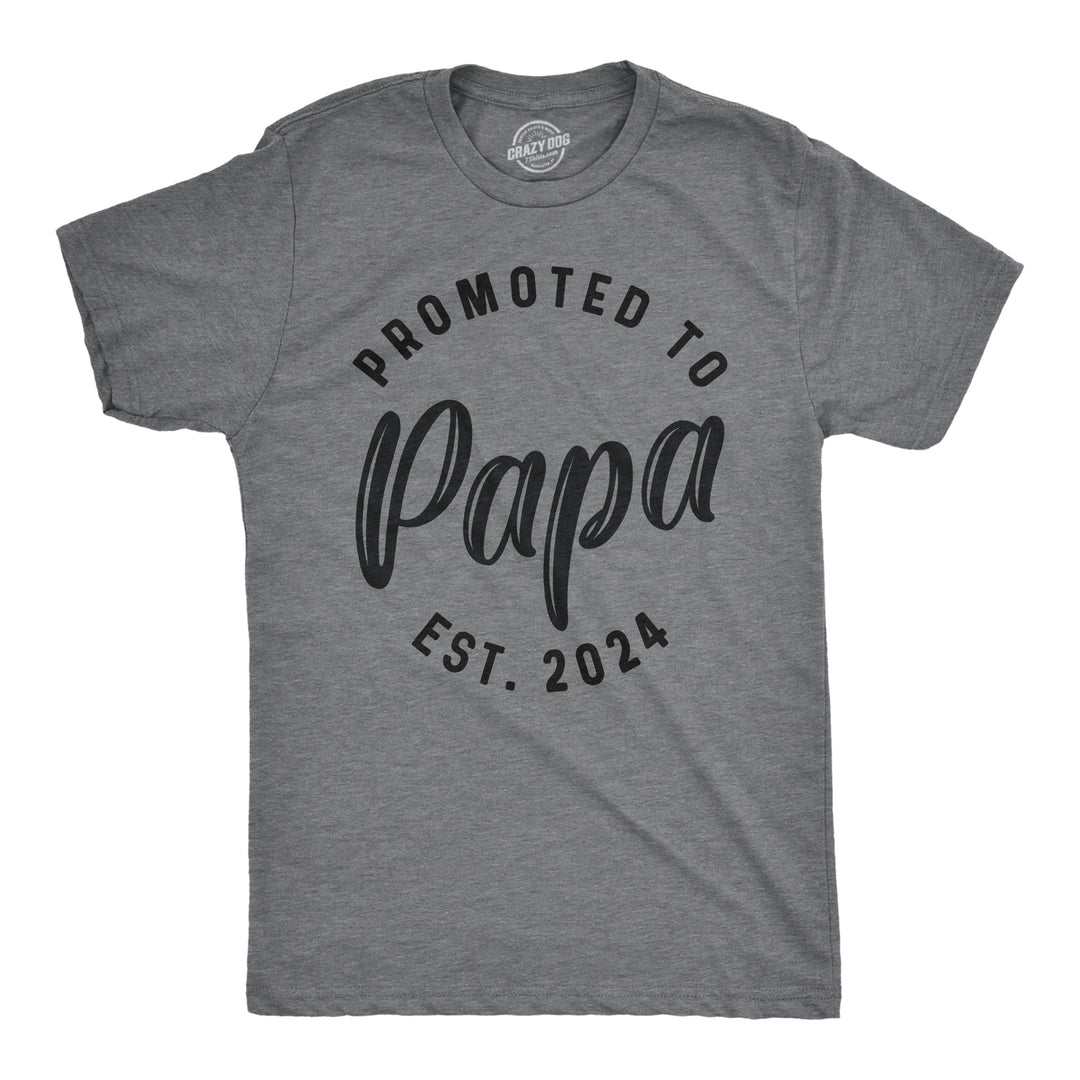 Funny Dark Heather Grey - 2024 Promoted To Papa 2024 Mens T Shirt Nerdy Father's Day Grandfather Tee