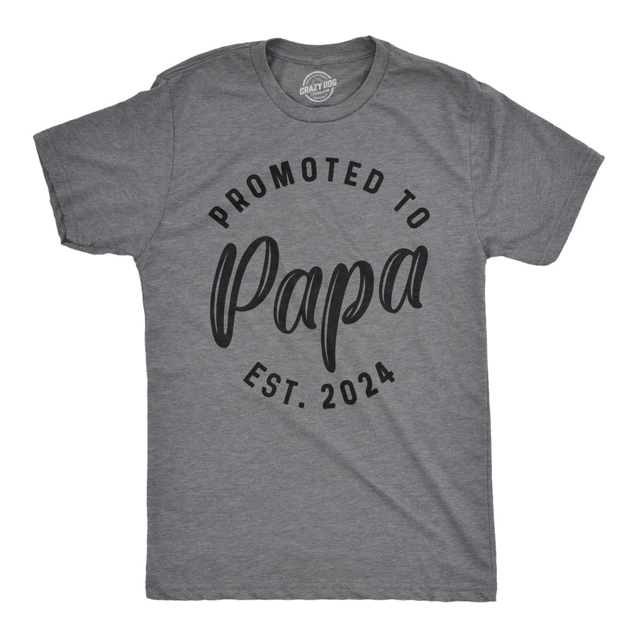 Funny Dark Heather Grey - 2024 Promoted To Papa 2024 Mens T Shirt Nerdy Father's Day Grandfather Tee