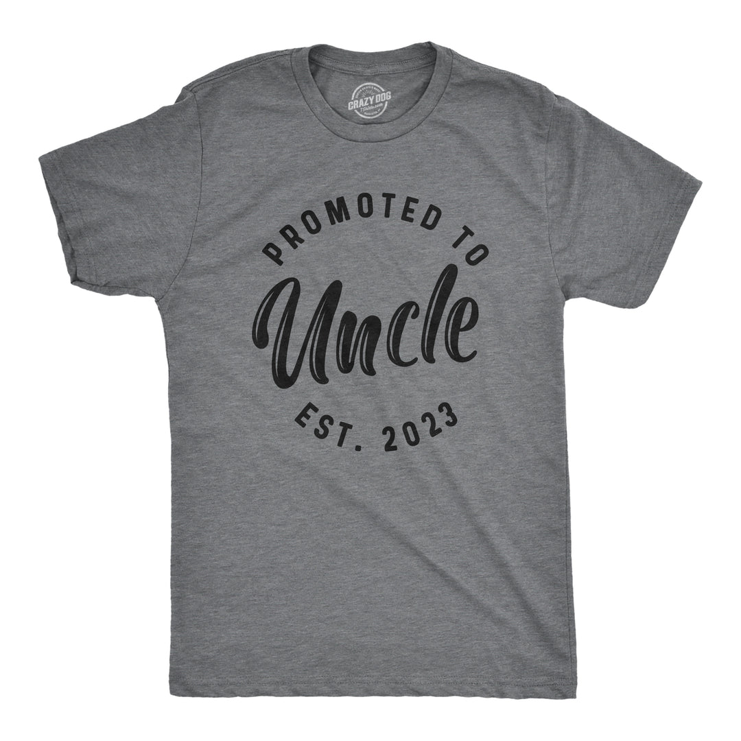 Funny Dark Heather Grey - 2023 Promoted To Uncle 20XX Mens T Shirt Nerdy Father's Day Uncle Tee