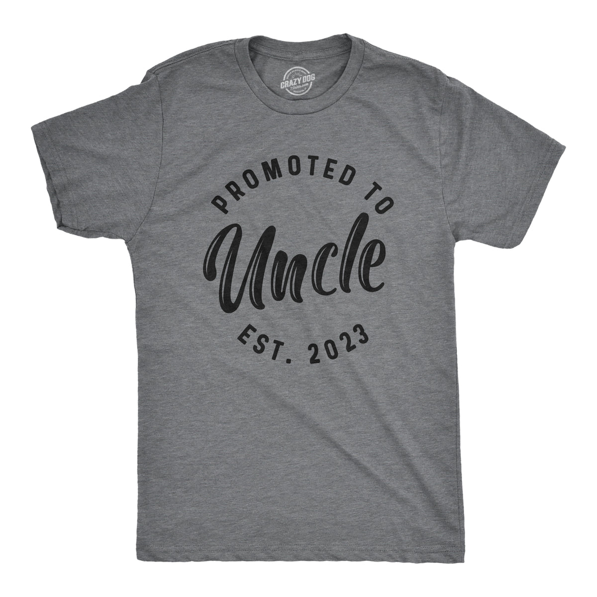 Funny Dark Heather Grey - 2023 Promoted To Uncle 20XX Mens T Shirt Nerdy Uncle Tee