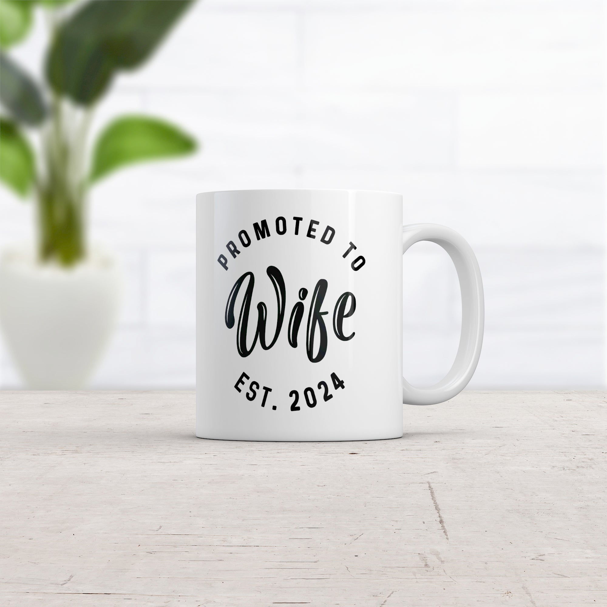 Funny White Promoted To Wife 2024 Coffee Mug Nerdy Wedding Tee