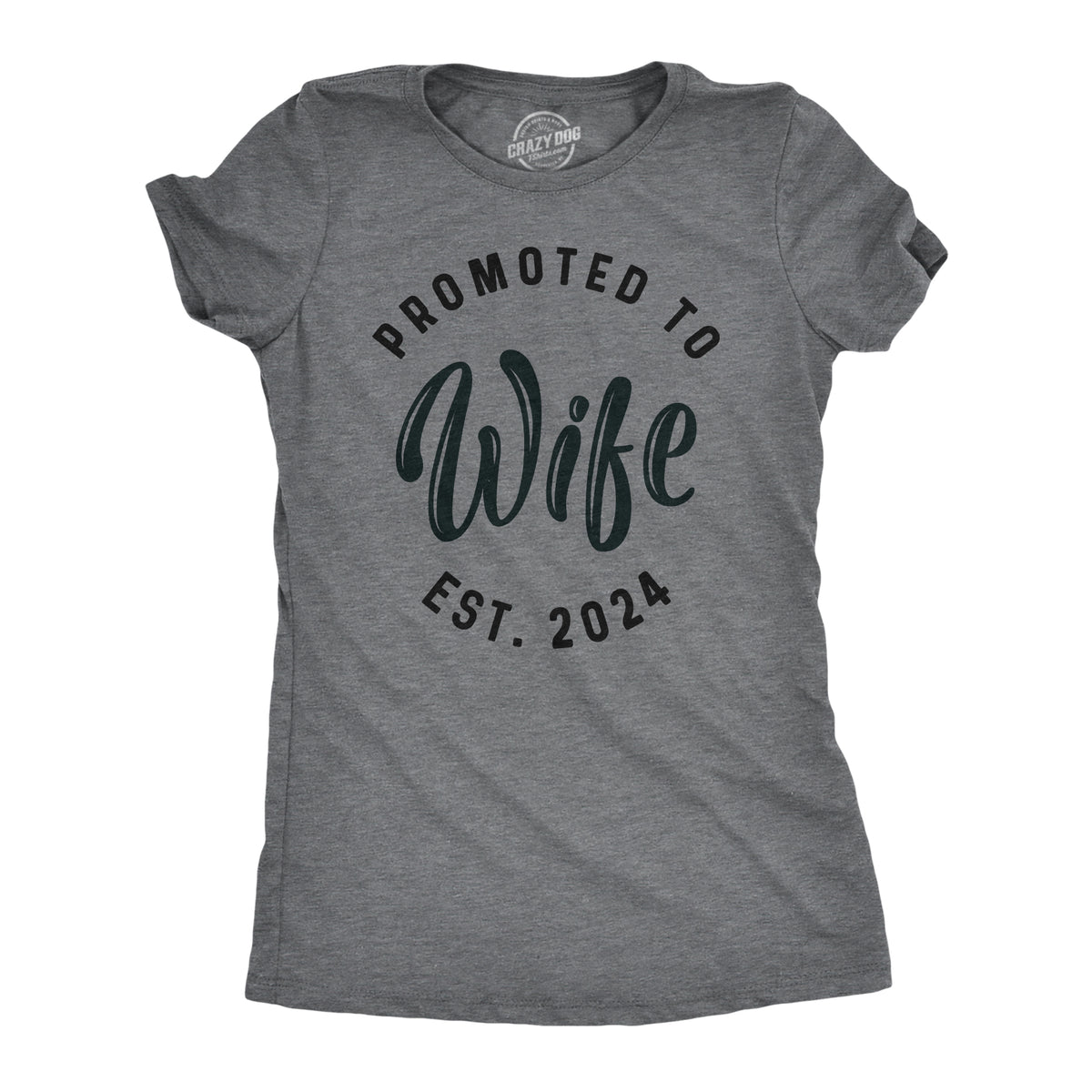 Funny Dark Heather Grey - 2024 Promoted To Wife 2024 Womens T Shirt Nerdy Wedding Tee